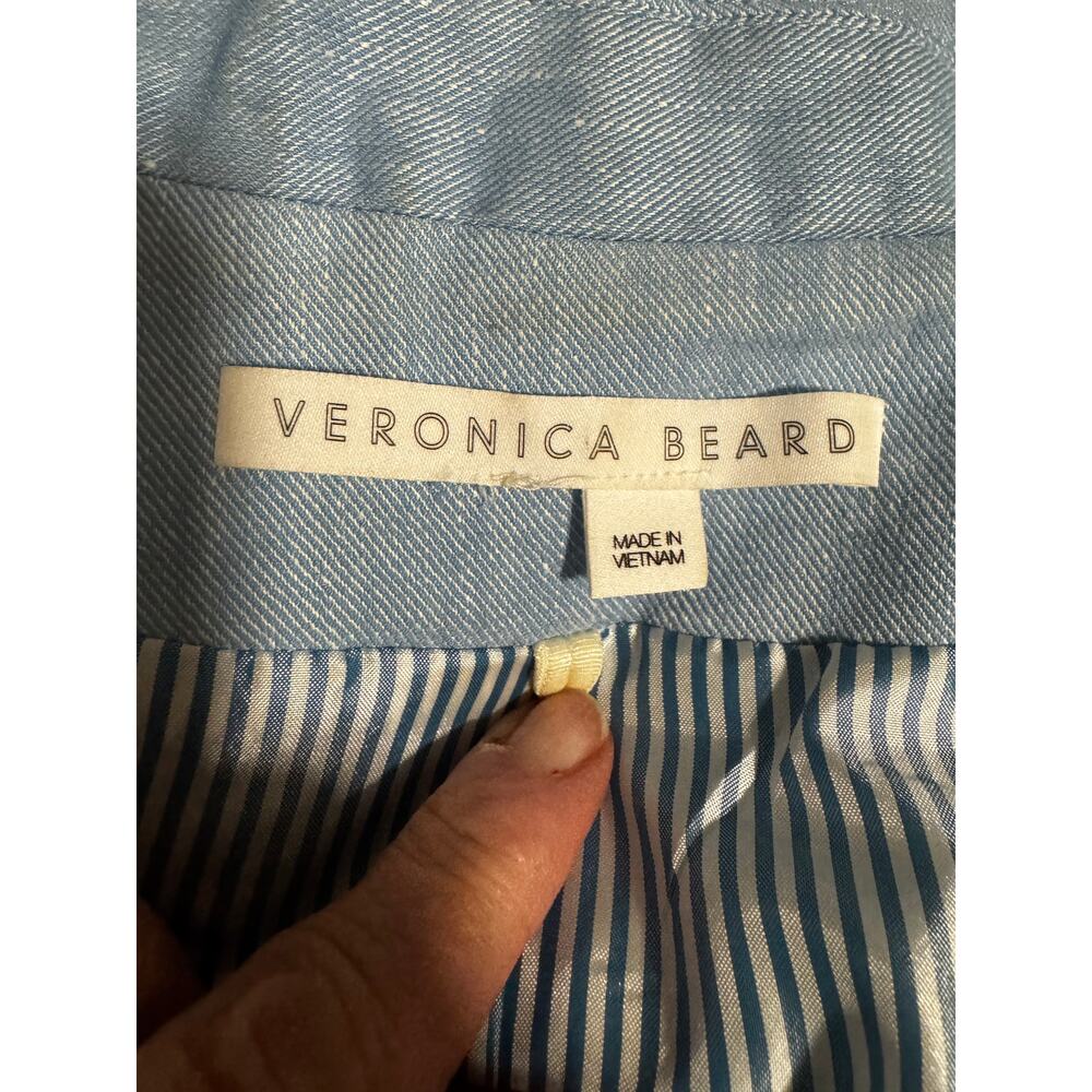 Veronica Beard Diego Lake Blue Linen Blend Dickey Double Breasted Blazer Size 2 - Picture 4 of 7